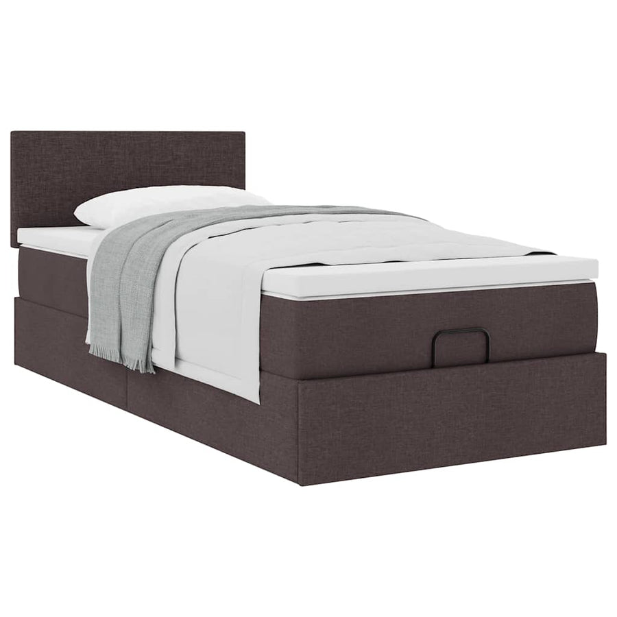Ottoman bed met matras 100x200cm stof donkerbruin
