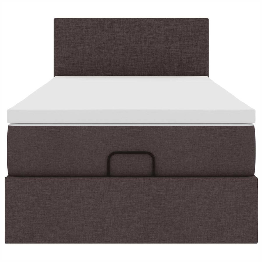 Ottoman bed met matras 100x200cm stof donkerbruin
