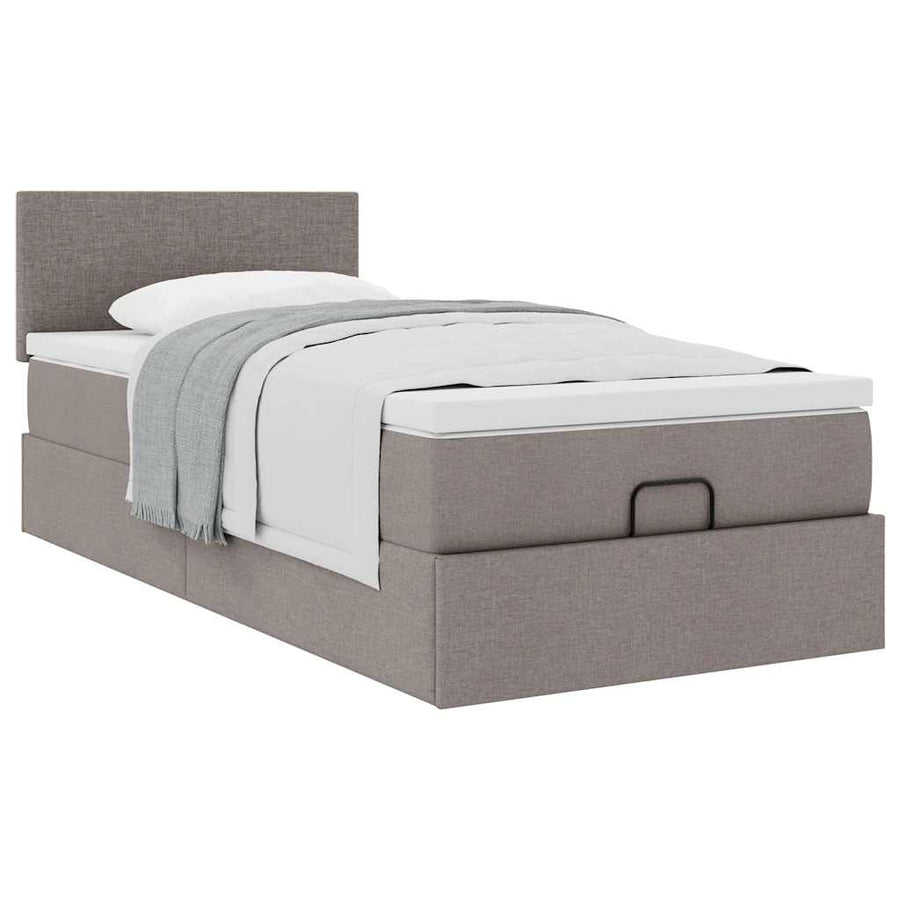 Ottoman bed met matras 100x200cm stof taupe