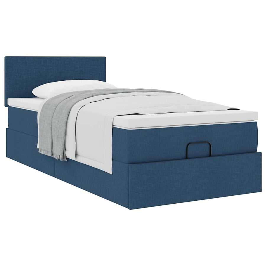 Ottoman bed met matras 100x200cm stof blauw