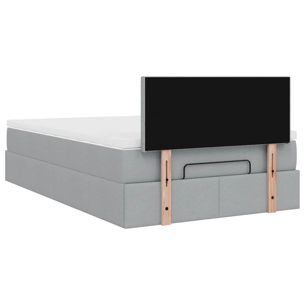 Ottoman bed met matras 120x190 cm stof lichtgrijs