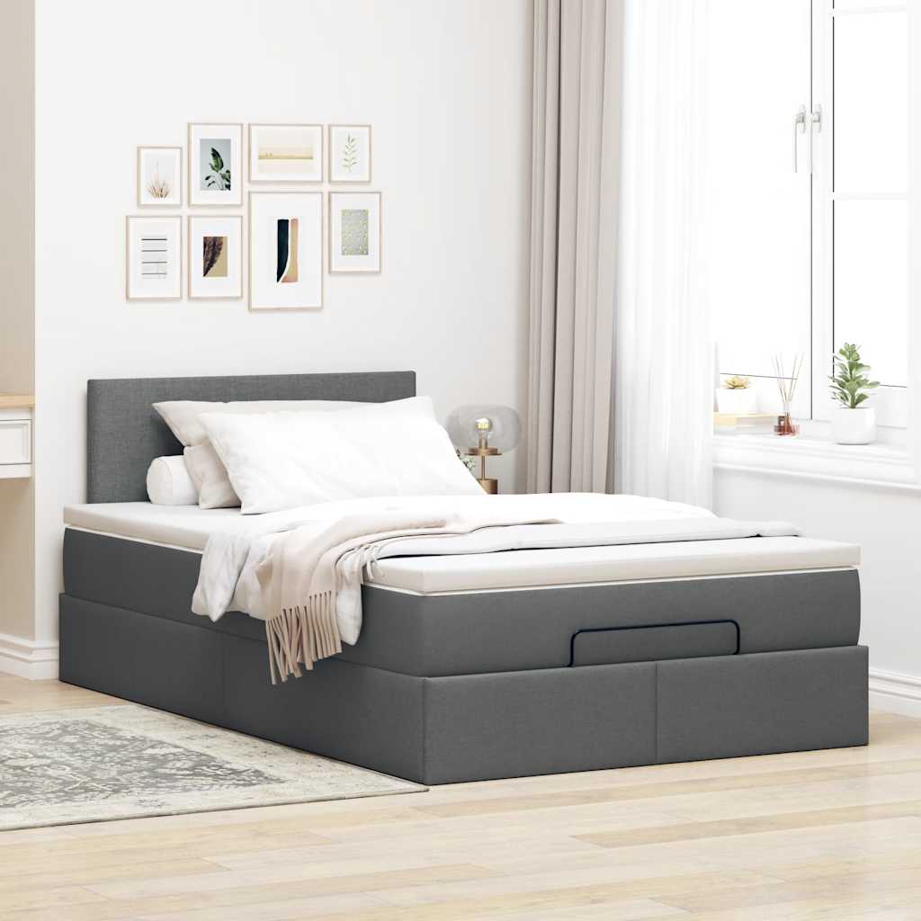 Ottoman bed met matras 120x190 cm stof donkergrijs