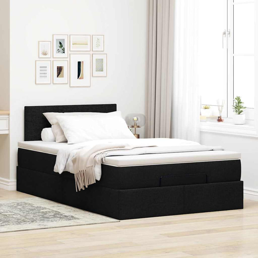 Ottoman bed met matras 120x190 cm stof zwart