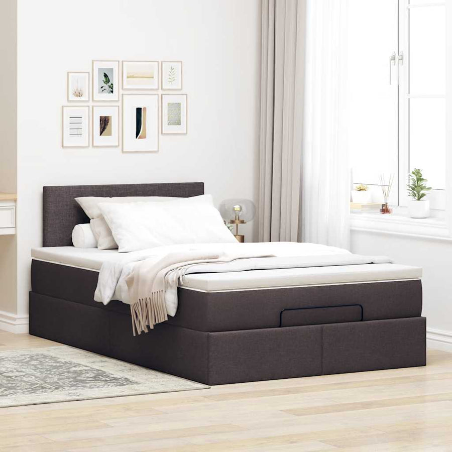 Ottoman bed met matras 120x190 cm stof donkerbruin