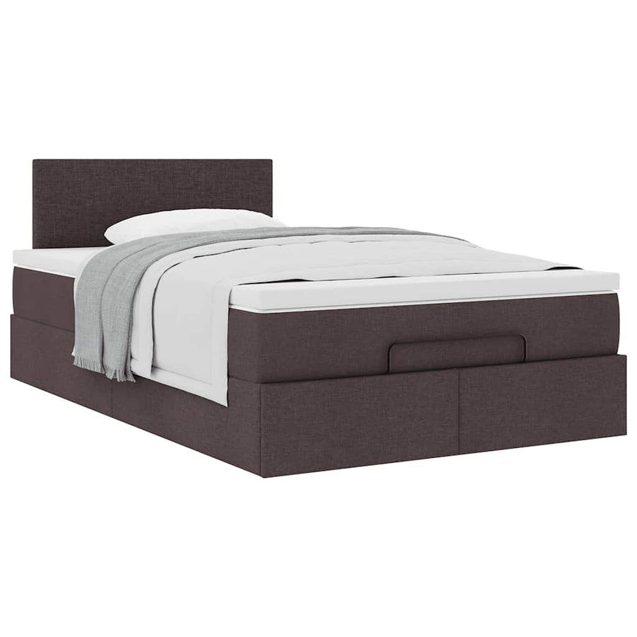 Ottoman bed met matras 120x190 cm stof donkerbruin