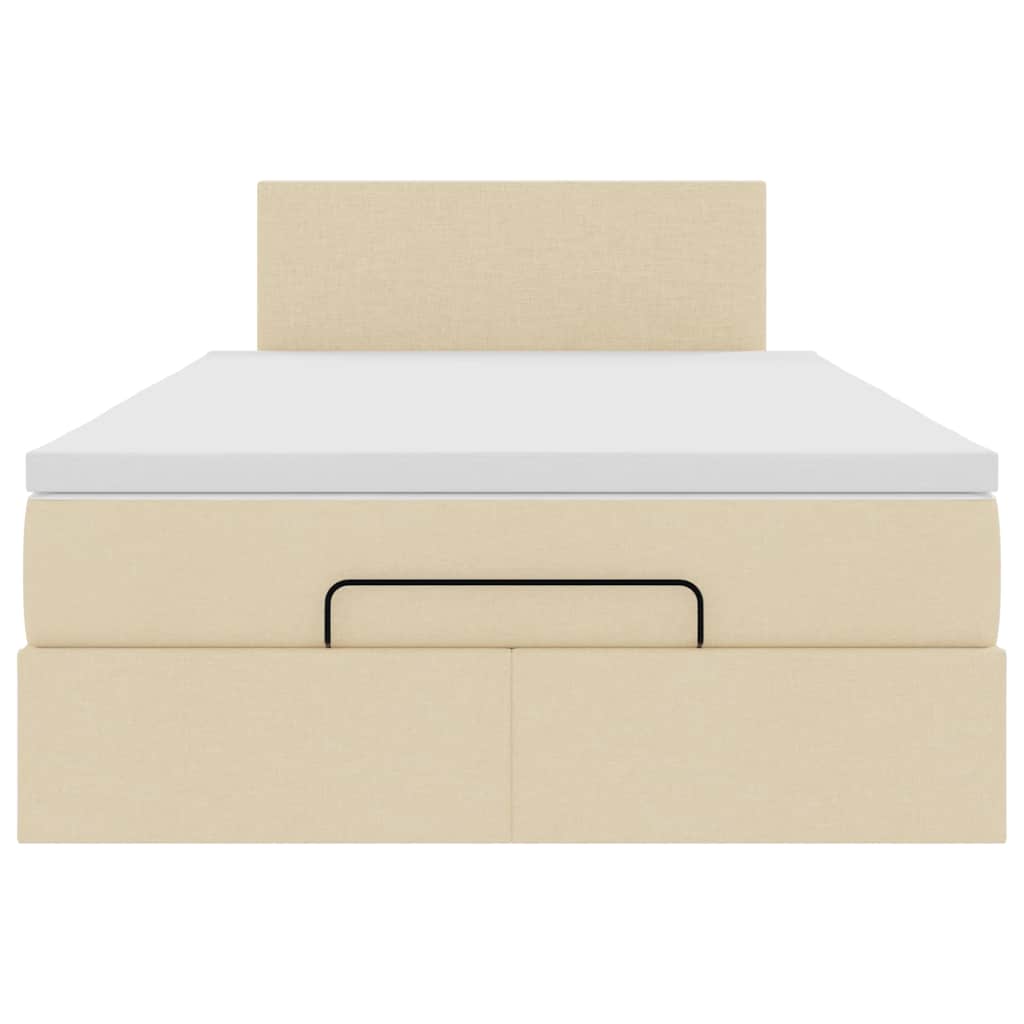 Ottoman bed met matras 120x190cm stof crèmekleurig