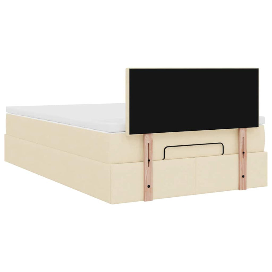 Ottoman bed met matras 120x190cm stof crèmekleurig