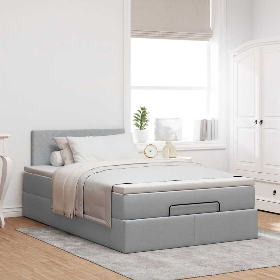 Ottoman bed met matras 120x200cm stof lichtgrijs