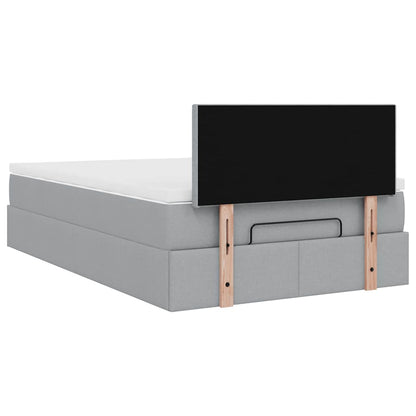 Ottoman bed met matras 120x200cm stof lichtgrijs