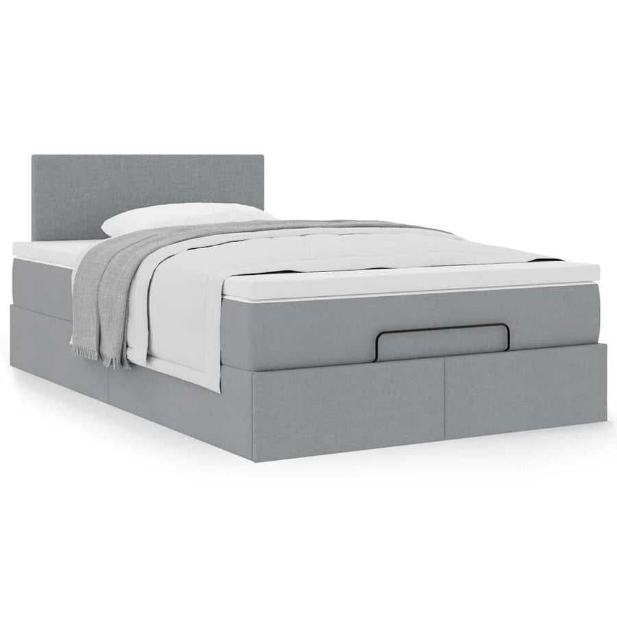 Ottoman bed met matras 120x200cm stof lichtgrijs
