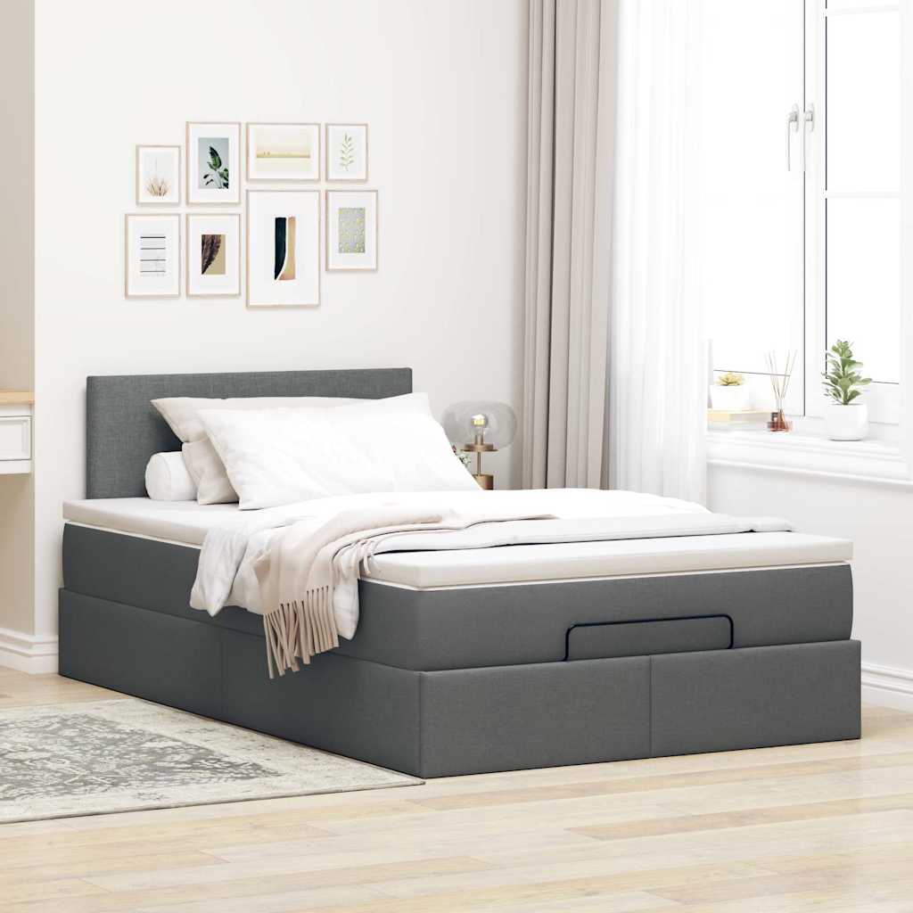 Ottoman bed met matras 120x200cm stof donkergrijs