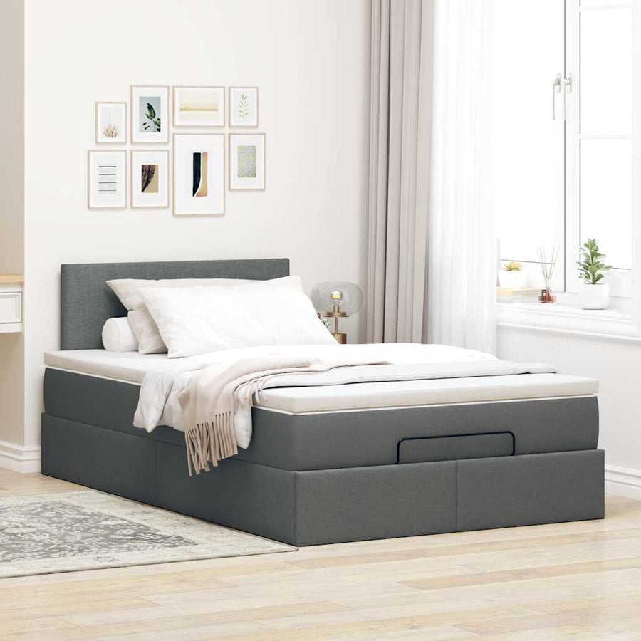 Ottoman bed met matras 120x200cm stof donkergrijs