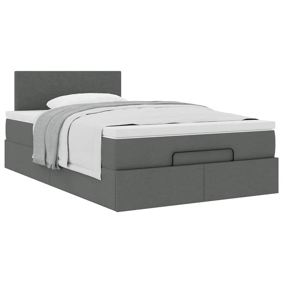 Ottoman bed met matras 120x200cm stof donkergrijs