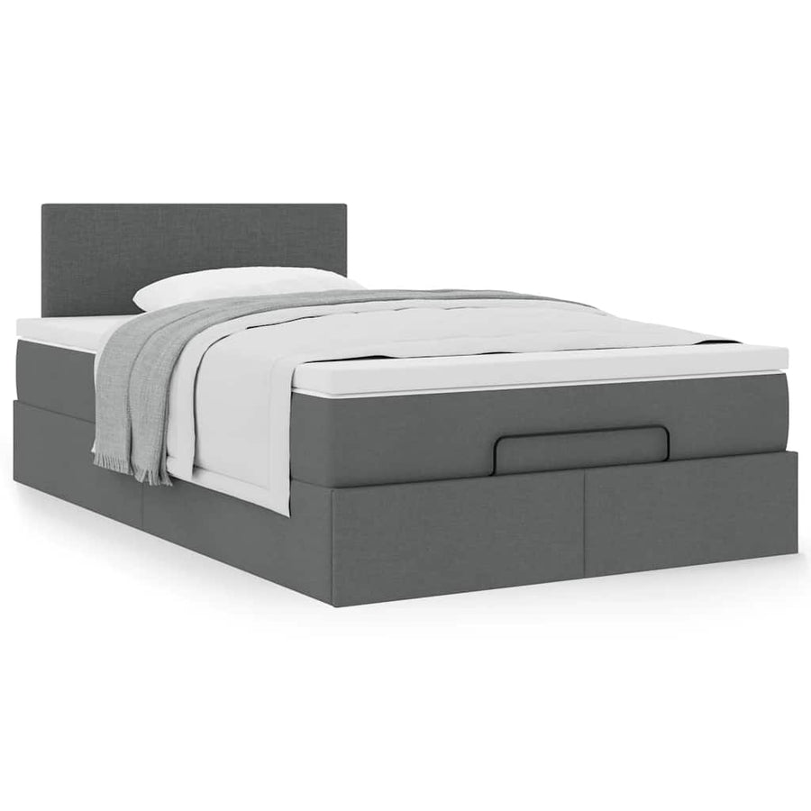 Ottoman bed met matras 120x200cm stof donkergrijs