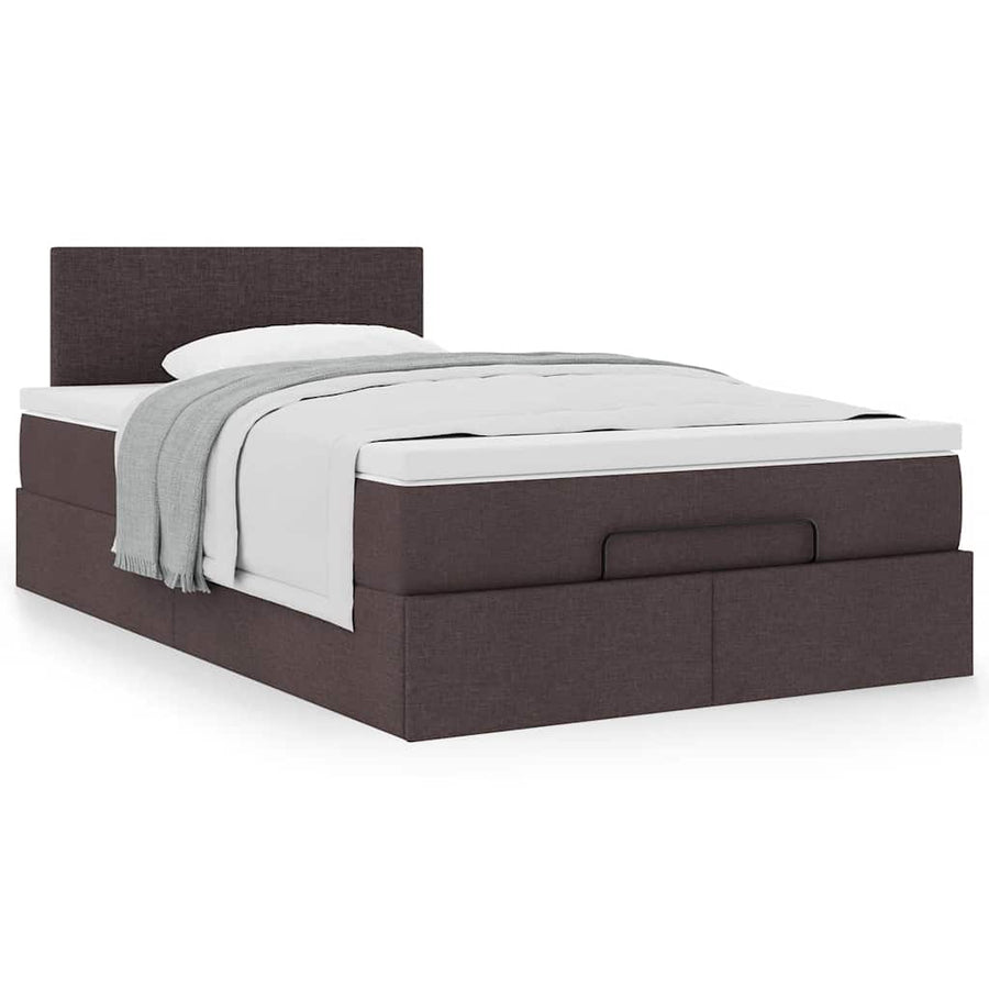 Bed met matras 120x200 cm stof donkerbruin