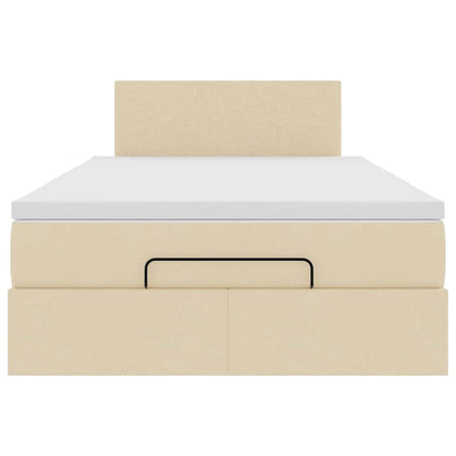 Ottoman bed met matras 120x200cm stof crèmekleurig