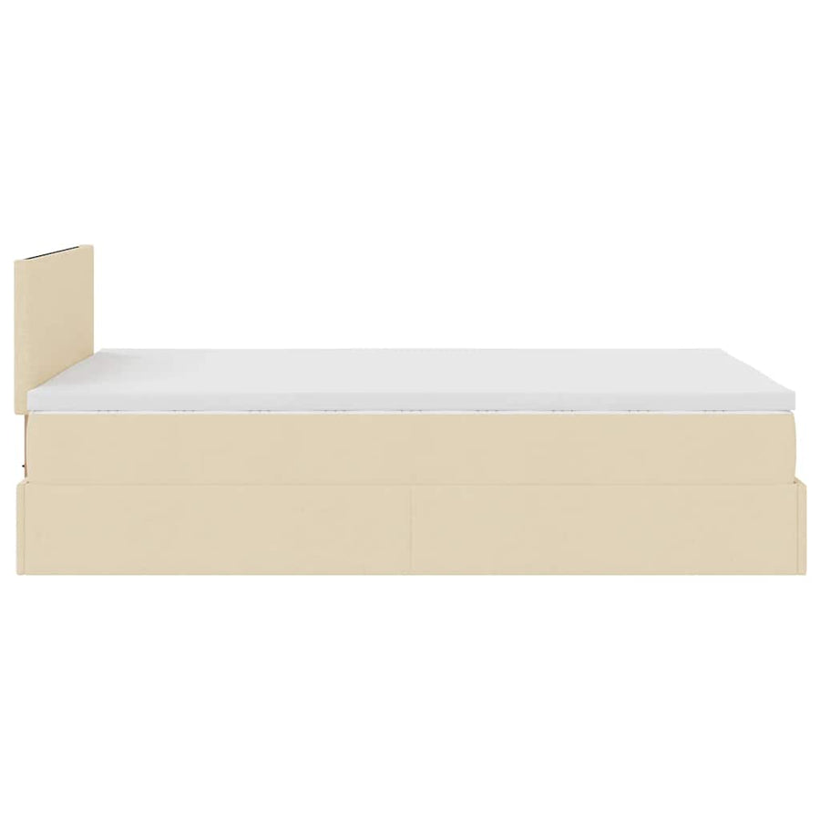 Ottoman bed met matras 120x200cm stof crèmekleurig