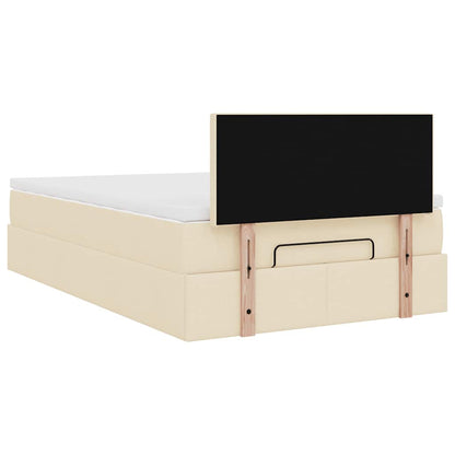 Ottoman bed met matras 120x200cm stof crèmekleurig