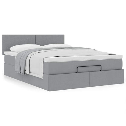 Bed met matras 140x190 cm stof lichtgrijs