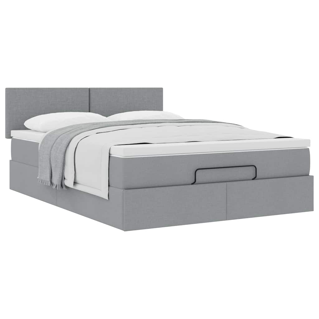 Bed met matras 140x190 cm stof lichtgrijs