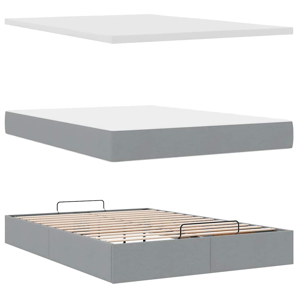 Bed met matras 140x190 cm stof lichtgrijs