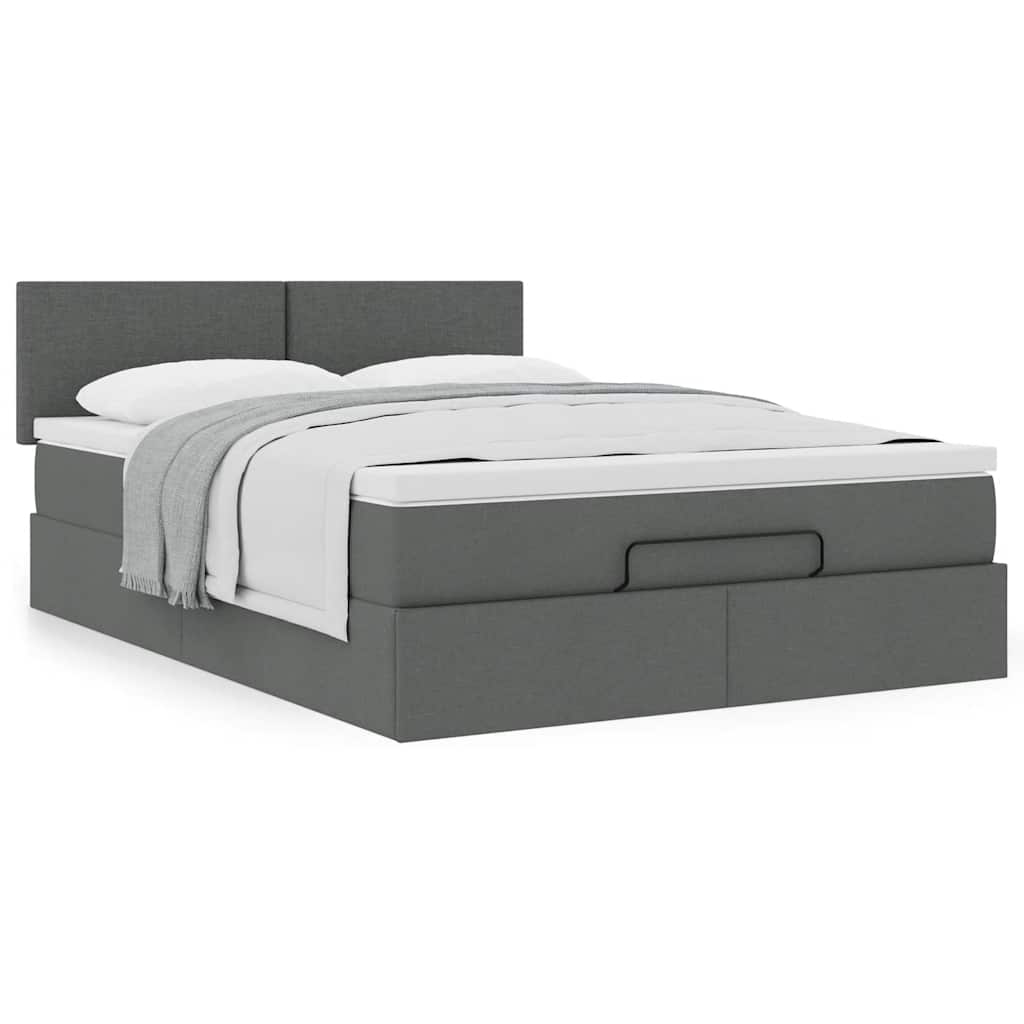 Bed met matras 140x190 cm stof donkergrijs