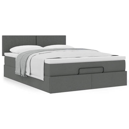 Bed met matras 140x190 cm stof donkergrijs