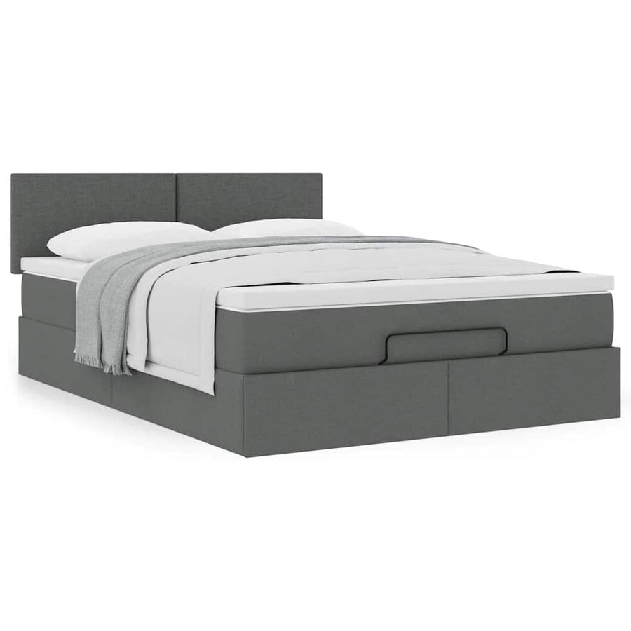 Bed met matras 140x190 cm stof donkergrijs