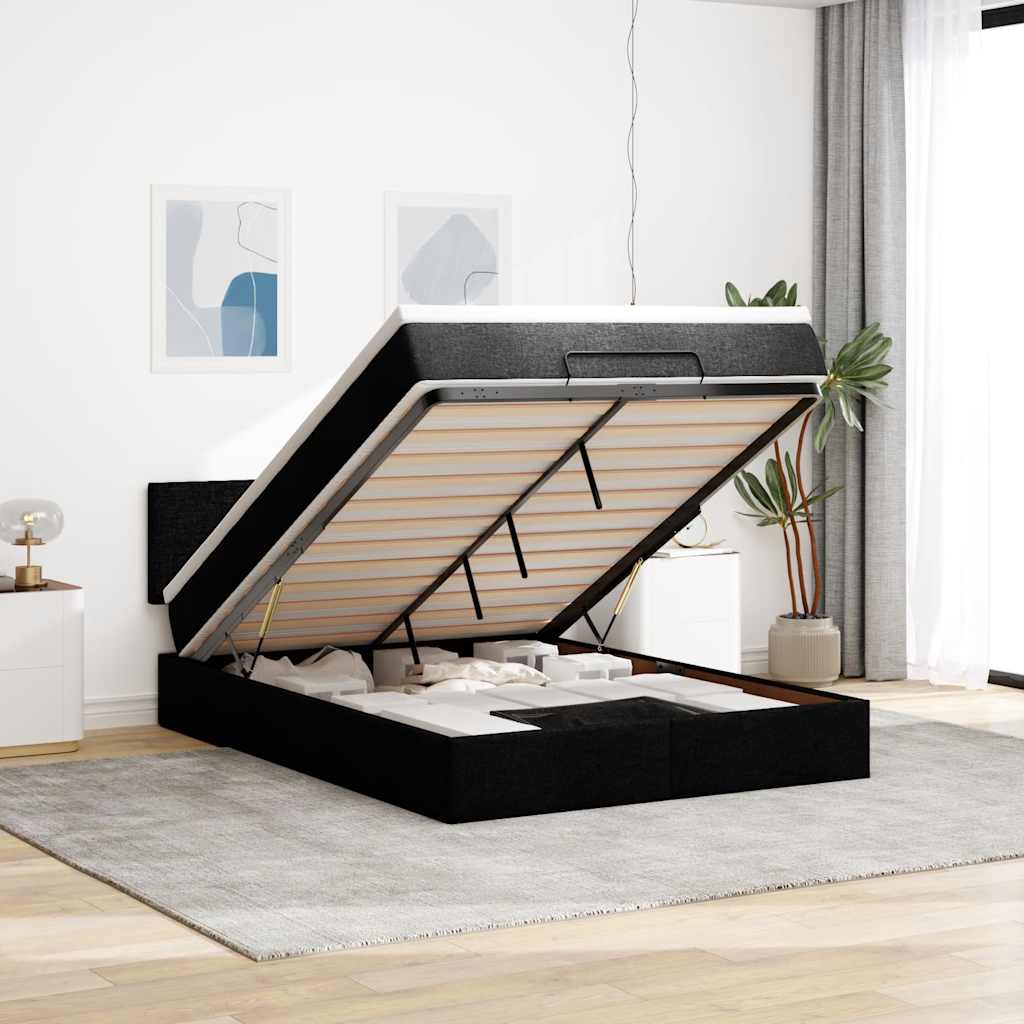 Bed met matras 140x190 cm stof zwart