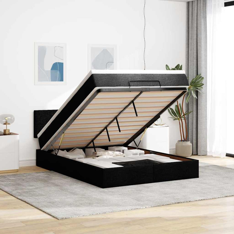 Bed met matras 140x190 cm stof zwart