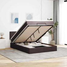 Bed met matras 140x190 cm stof donkerbruin