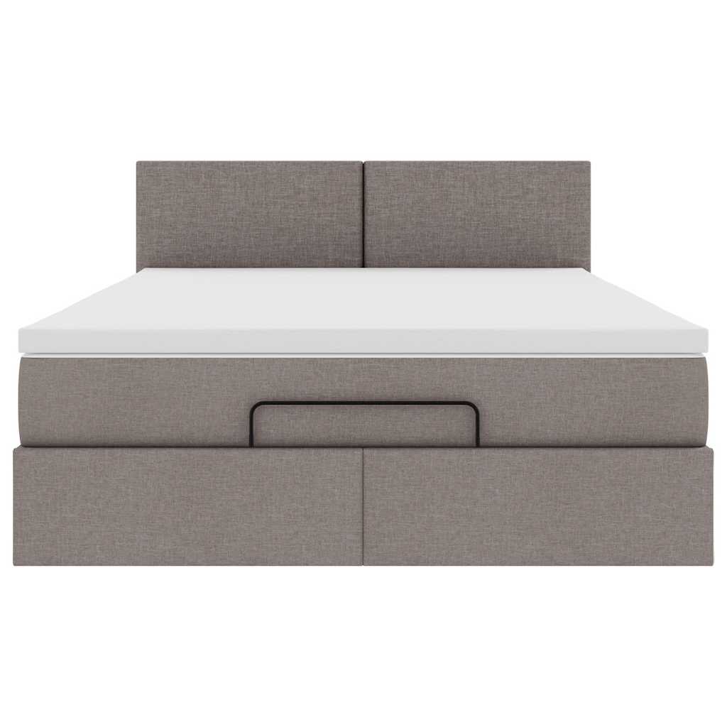 Bed Met Matras Stof 140 x 190 cm Taupe