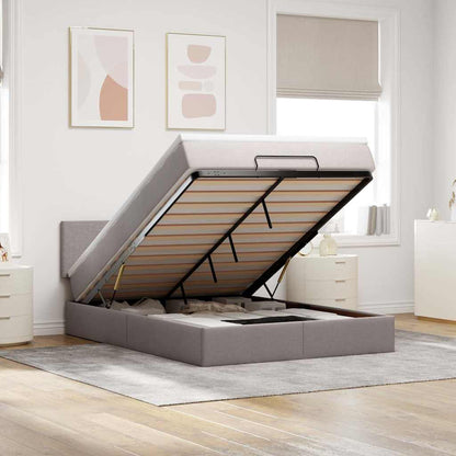 Bed Met Matras Stof 140 x 190 cm Taupe