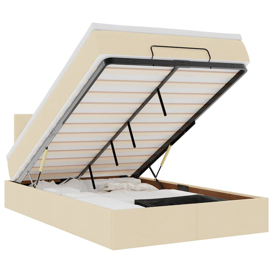 Bed met matras 140x190 cm stof crèmekleurig