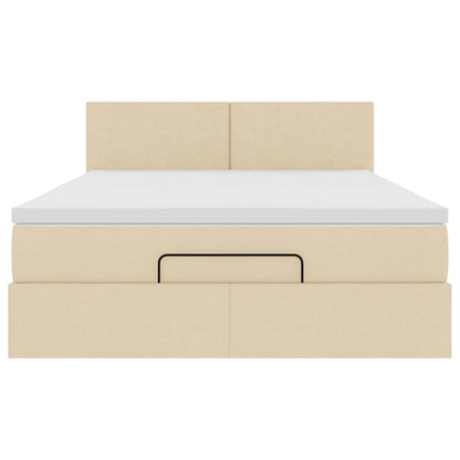 Bed met matras 140x190 cm stof crèmekleurig