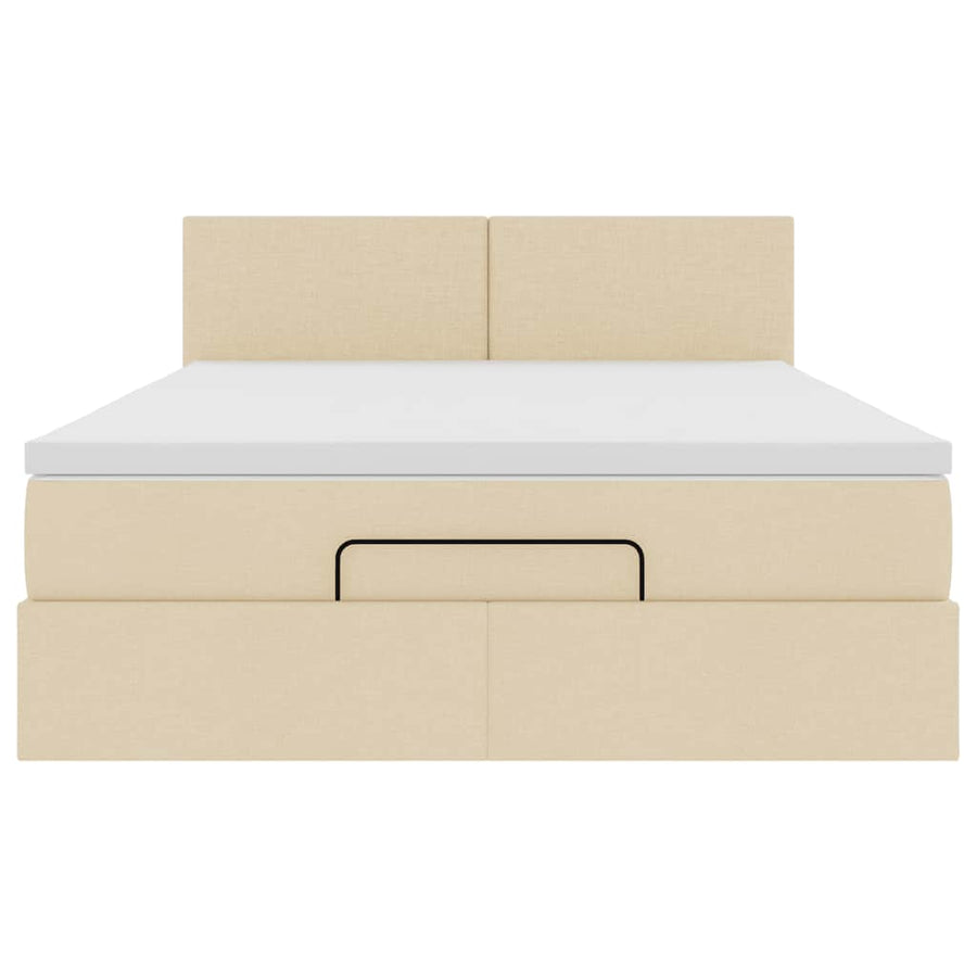 Bed met matras 140x190 cm stof crèmekleurig