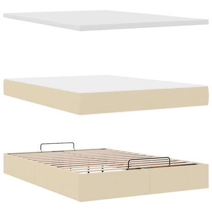 Bed met matras 140x190 cm stof crèmekleurig