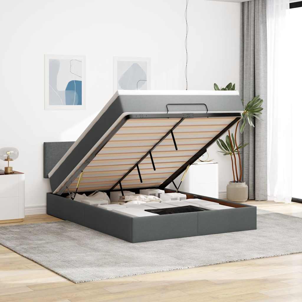 Bed met matras 140x190 cm stof crèmekleurig