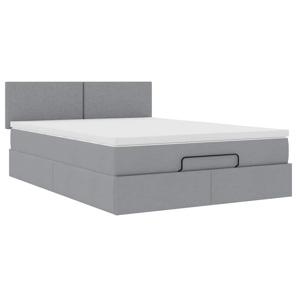Ottoman bed met matras 140x200cm stof lichtgrijs