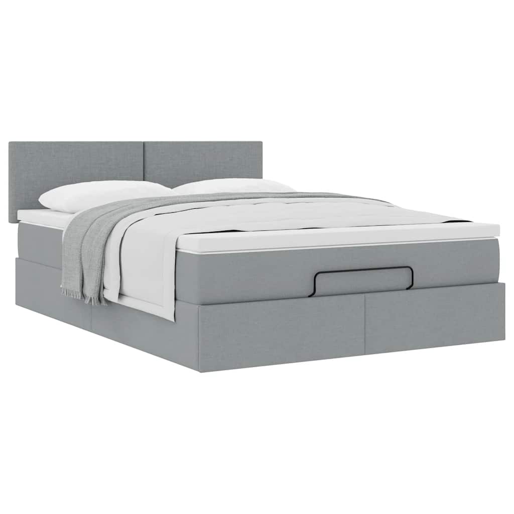 Ottoman bed met matras 140x200cm stof lichtgrijs