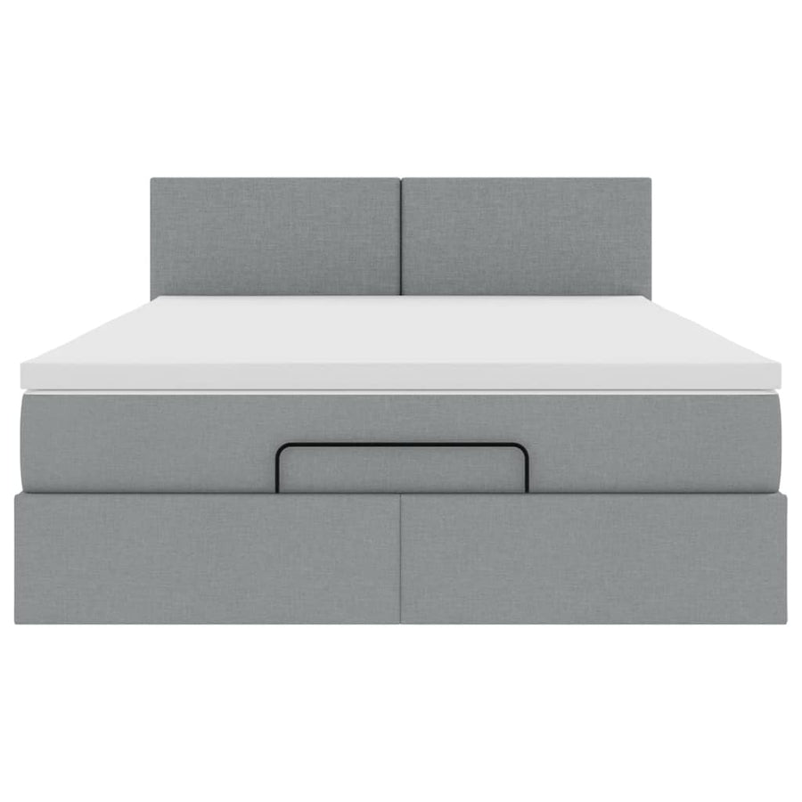 Ottoman bed met matras 140x200cm stof lichtgrijs