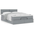 Ottoman bed with mattress 140x200cm fabric light grey