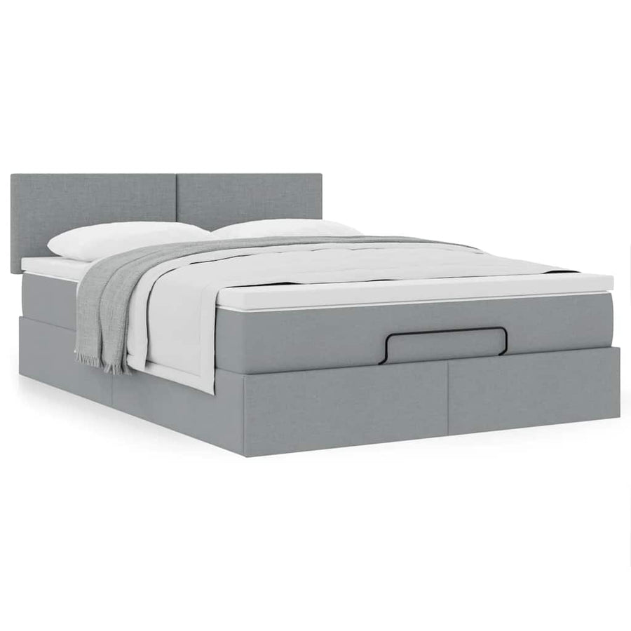 Ottoman bed met matras 140x200cm stof lichtgrijs