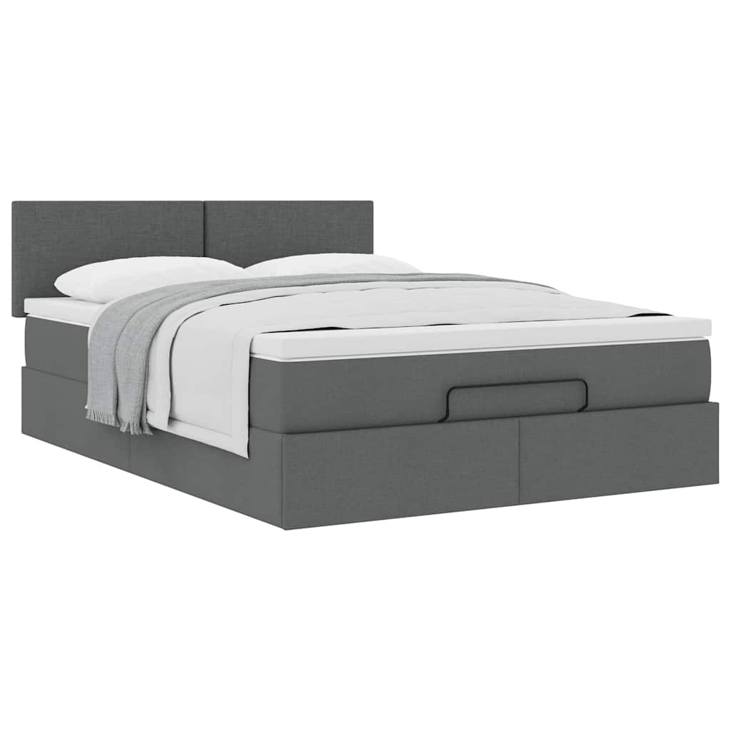 Ottoman bed met matras 140x200cm stof donkergrijs