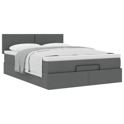 Ottoman bed met matras 140x200cm stof donkergrijs