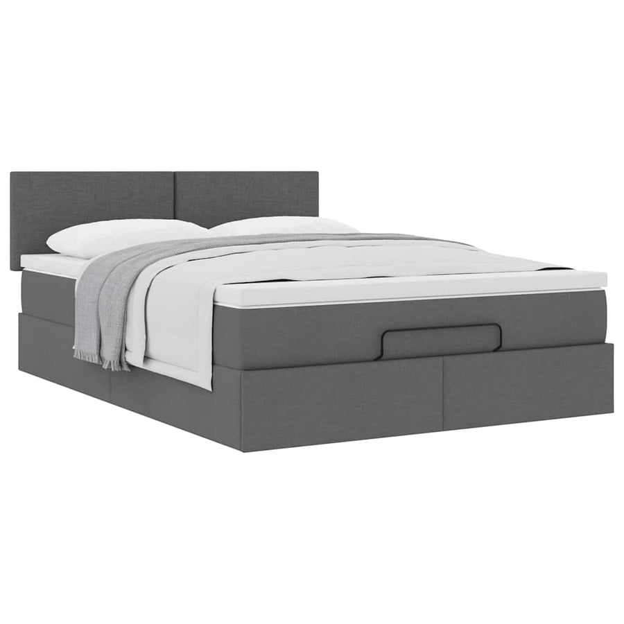 Ottoman bed met matras 140x200cm stof donkergrijs