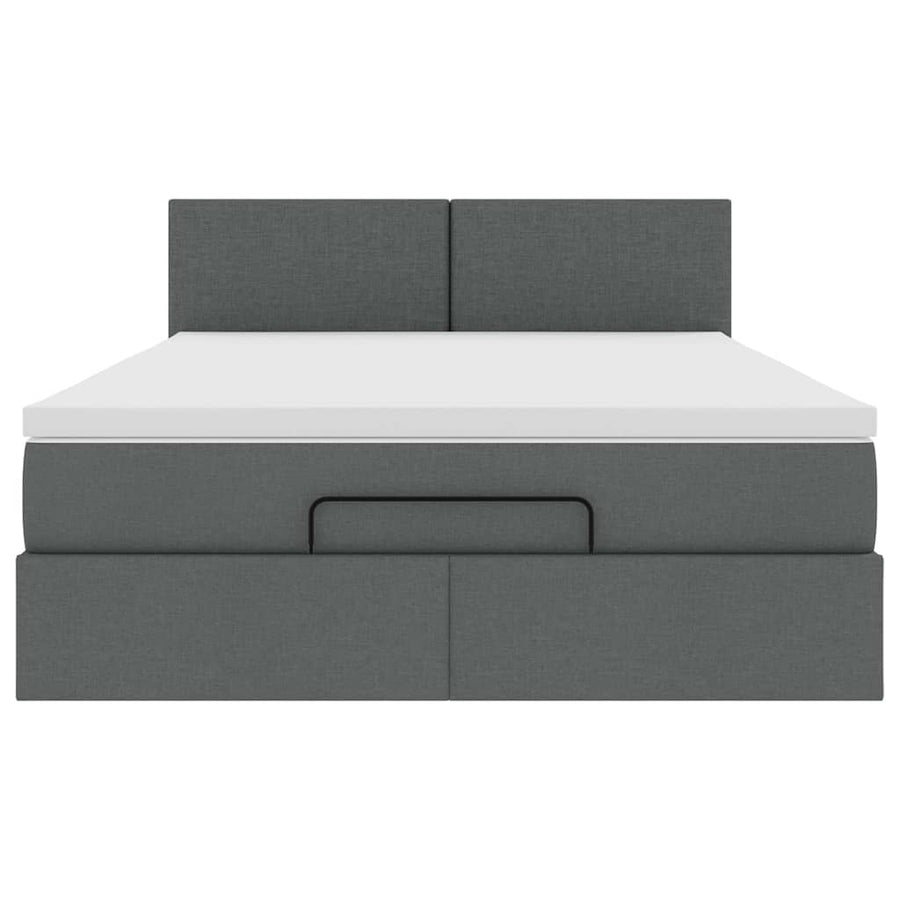 Ottoman bed met matras 140x200cm stof donkergrijs