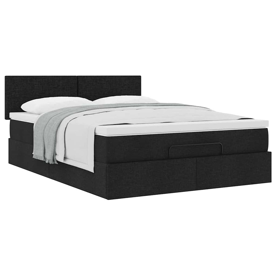 Ottoman bed met matras 140x200cm stof zwart