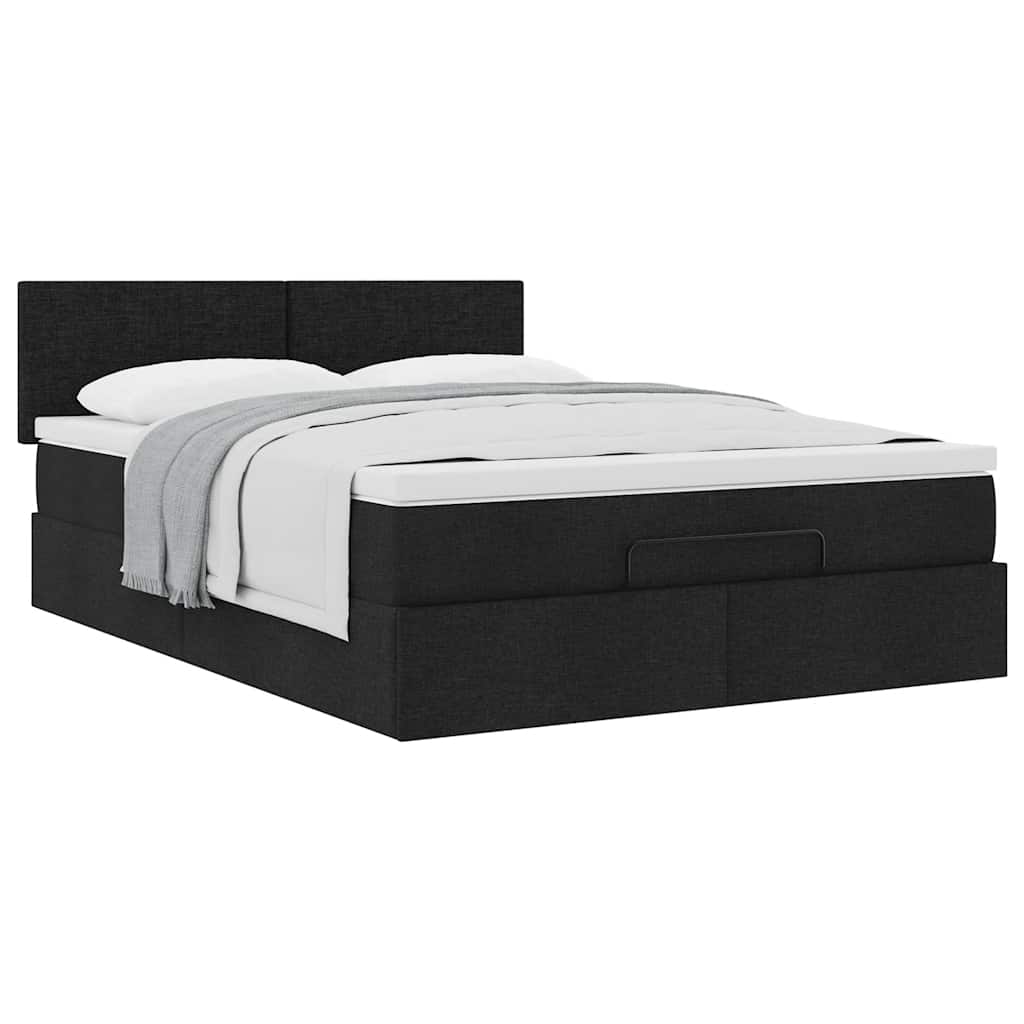 Ottoman bed met matras 140x200cm stof zwart