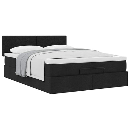 Ottoman bed met matras 140x200cm stof zwart